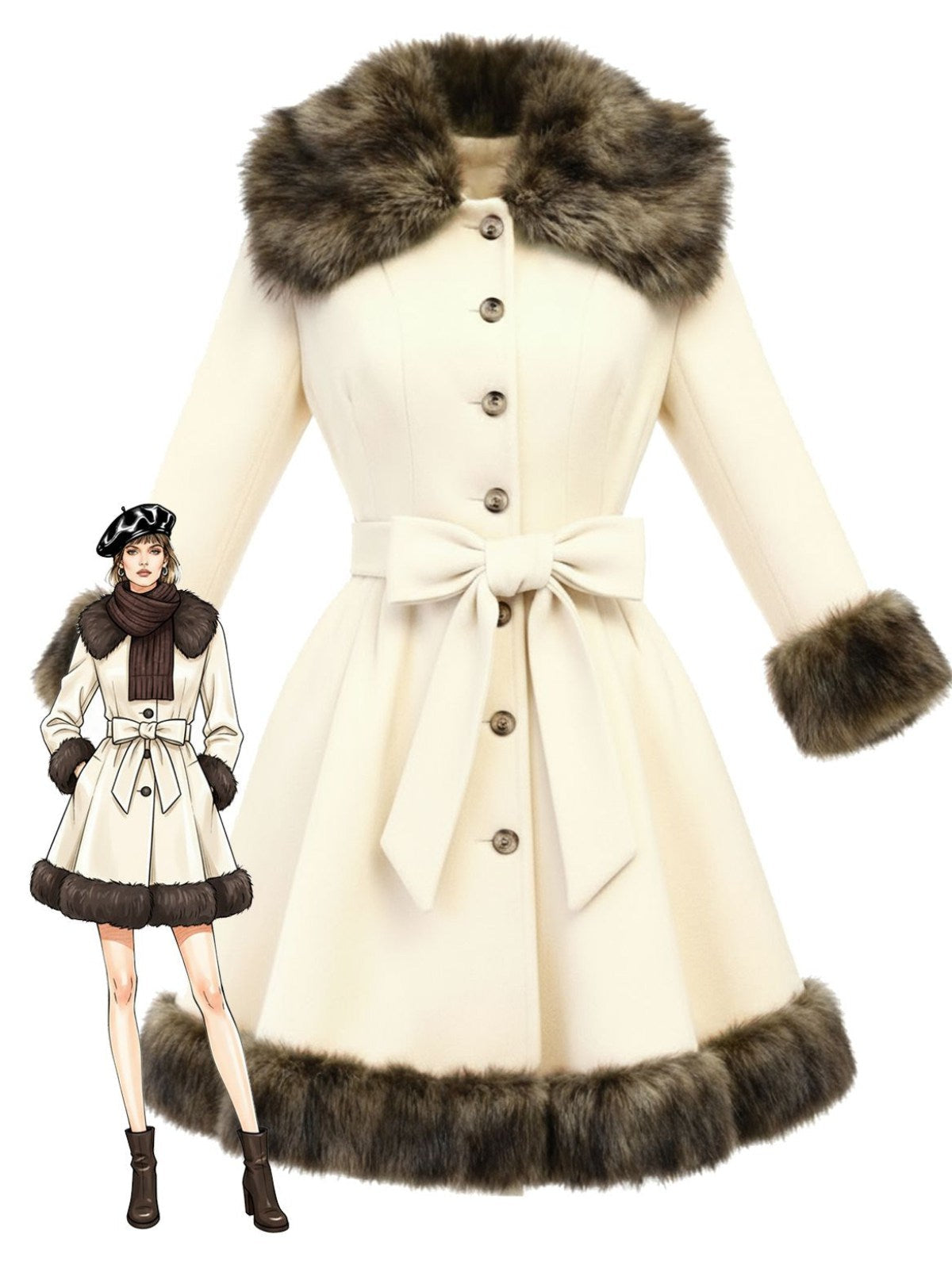 Abrigo patchwork con cuello estilo de los años 50