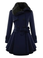 Abrigo de invierno entallado con cuello de piel de Invierno