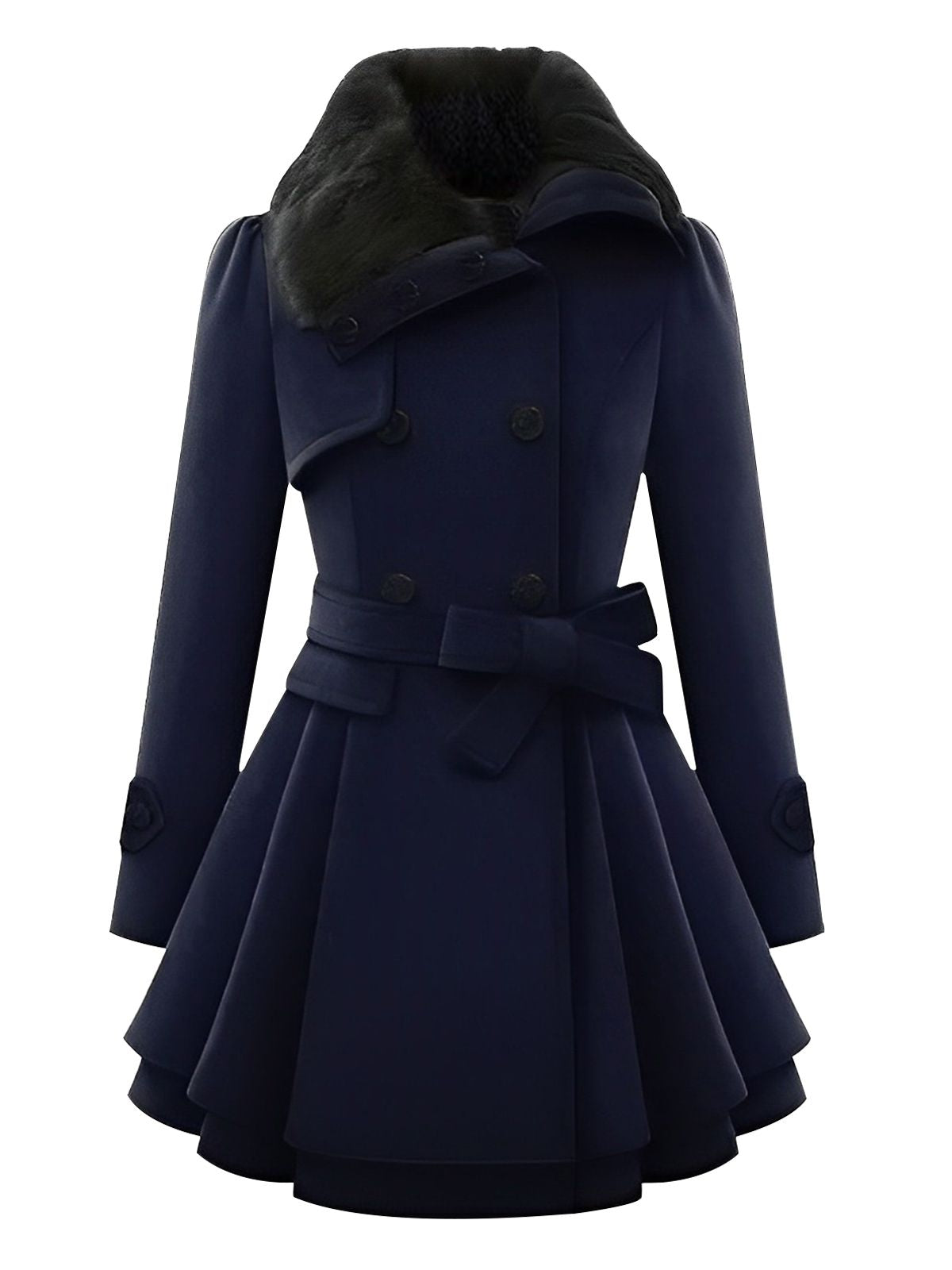 Abrigo de invierno entallado con cuello de piel de Invierno