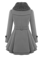 Abrigo de invierno entallado con cuello de piel de Invierno