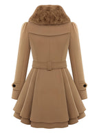 Abrigo de invierno entallado con cuello de piel de Invierno