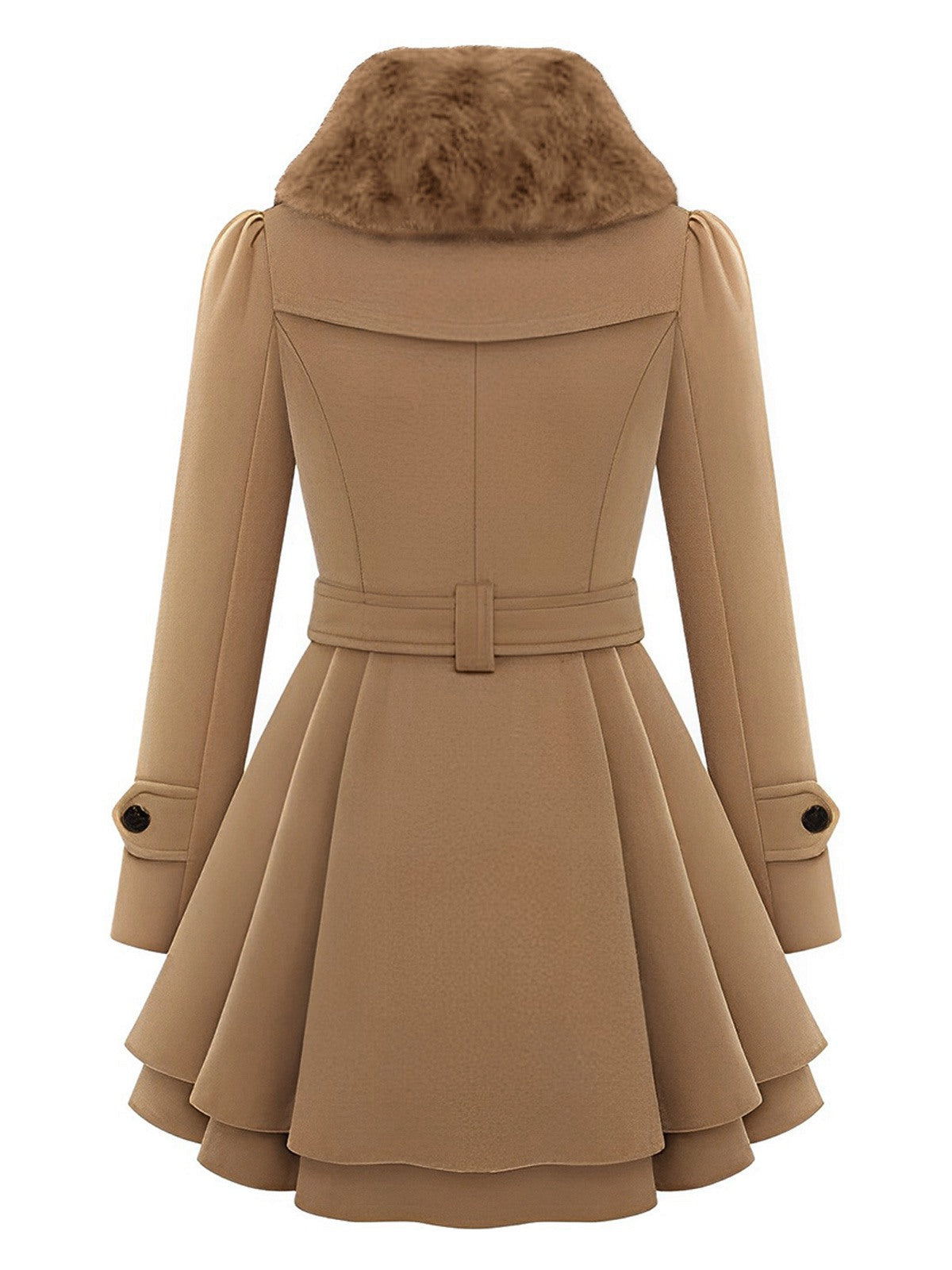 Abrigo de invierno entallado con cuello de piel de Invierno