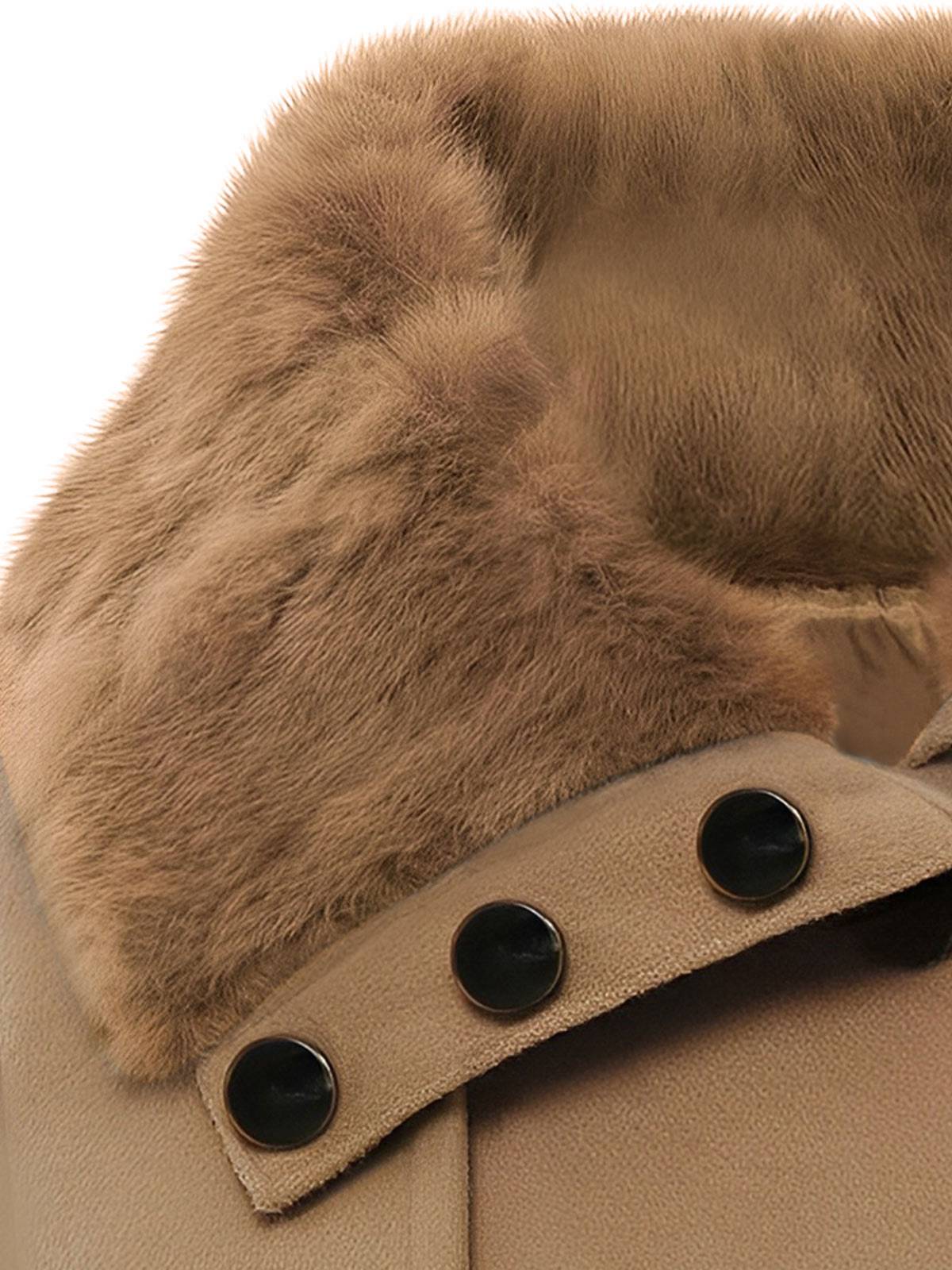 Abrigo de invierno entallado con cuello de piel de Invierno