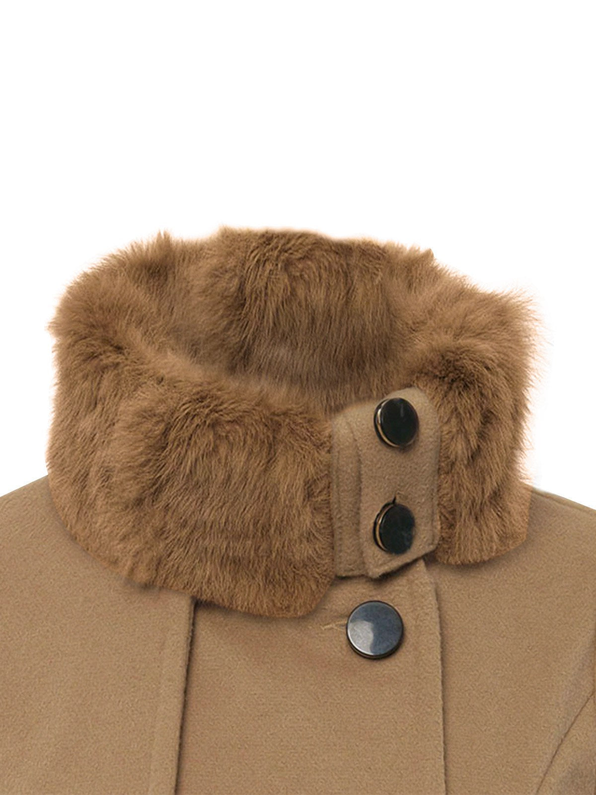 Abrigo de invierno entallado con cuello de piel de Invierno