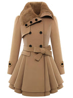 Abrigo de invierno entallado con cuello de piel de Invierno