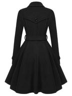 Abrigo de solapa estrecha de color negro sólido de los años 50