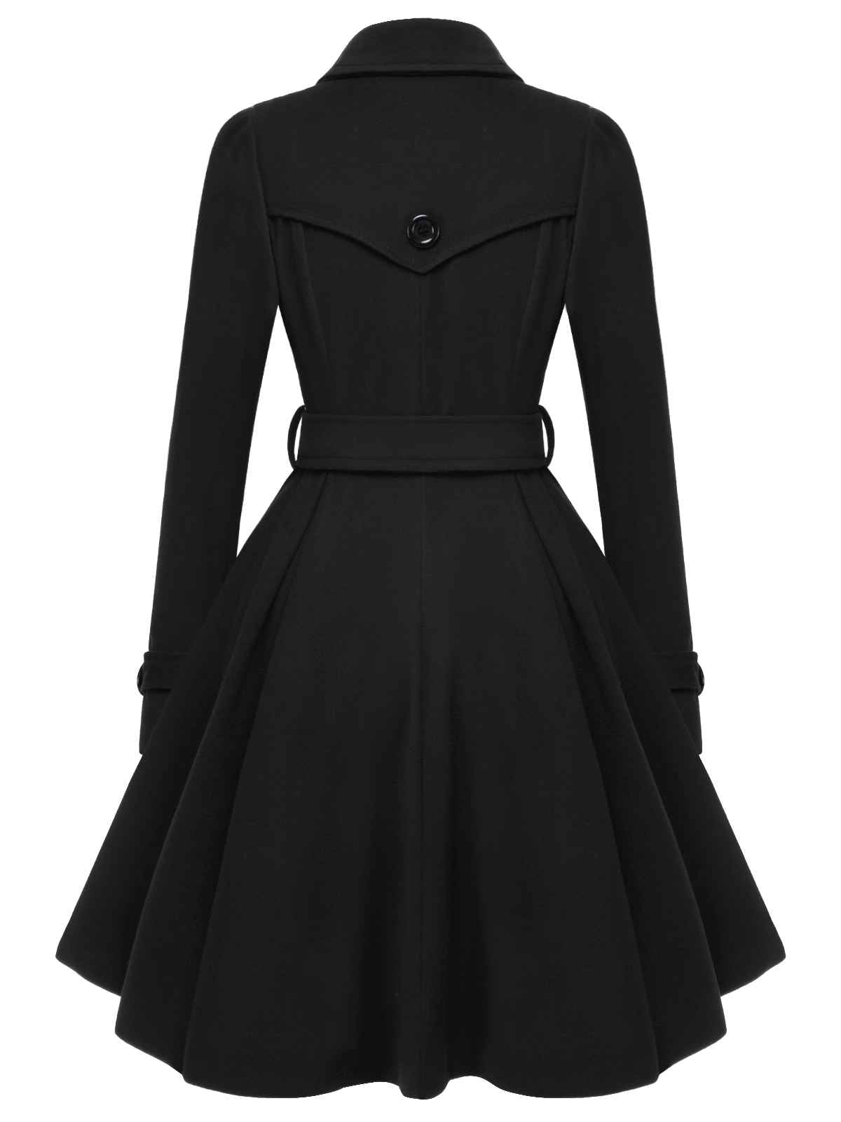 Abrigo de solapa estrecha de color negro sólido de los años 50