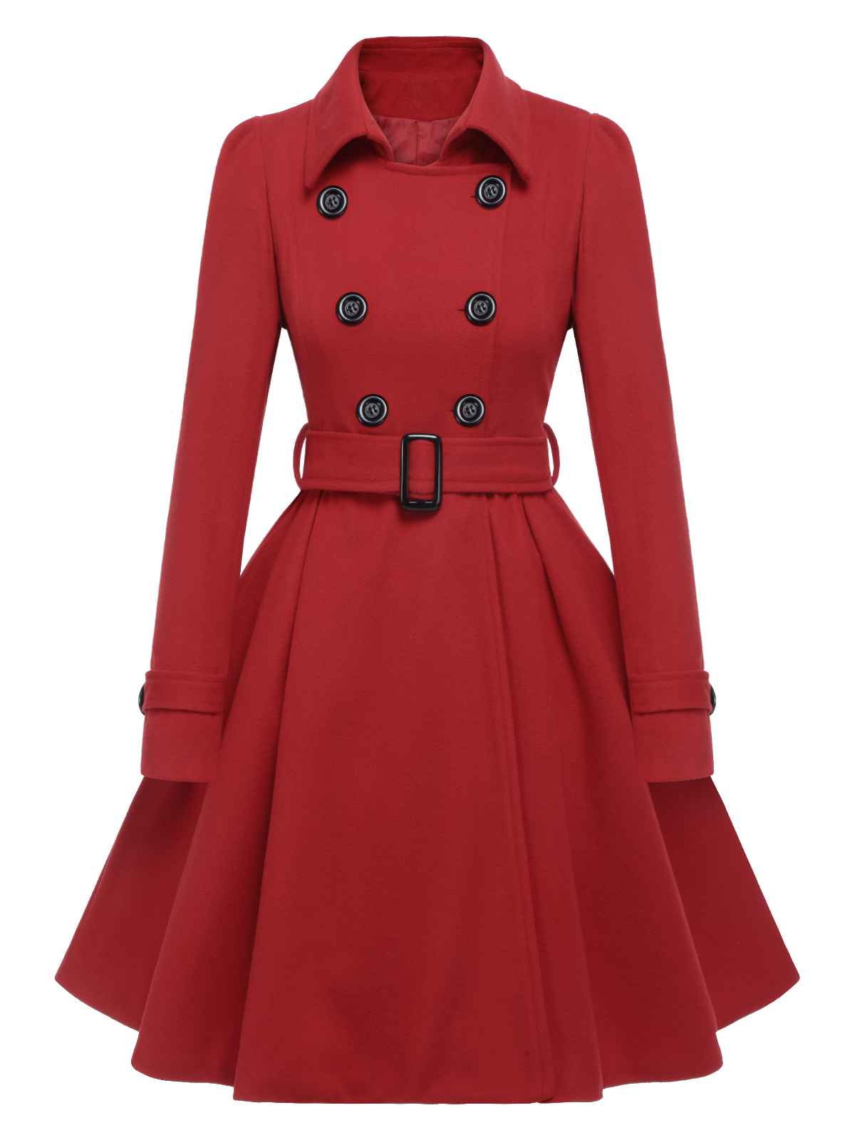 Abrigo de solapa estrecha de color negro sólido de los años 50