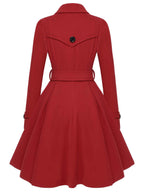 Abrigo de solapa estrecha de color negro sólido de los años 50