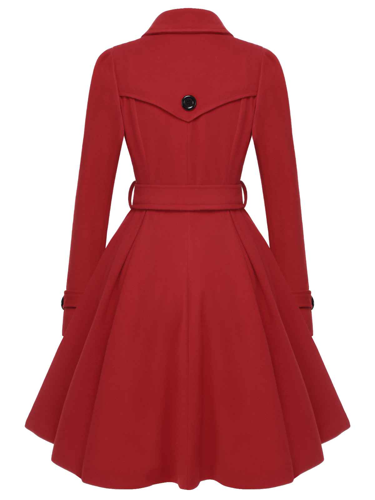 Abrigo de solapa estrecha de color negro sólido de los años 50