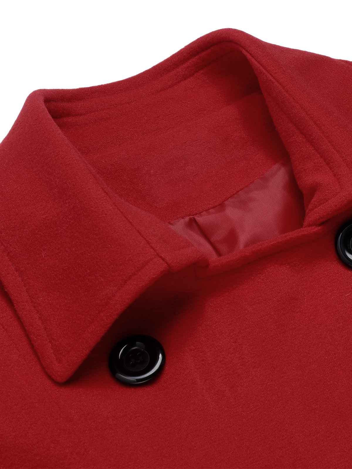 Abrigo de solapa estrecha de color negro sólido de los años 50