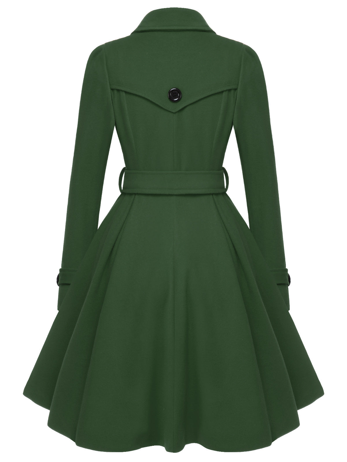 Abrigo de solapa estrecha de color negro sólido de los años 50