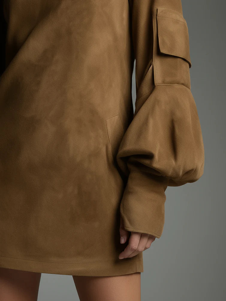 Avelin | Minivestido holgado de ante con cuello alto